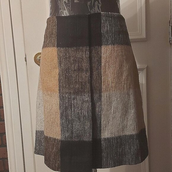 Dark Academia Wool Skirt Faux Wrap Plaid Cozy Library Core - Picture 2 of 10